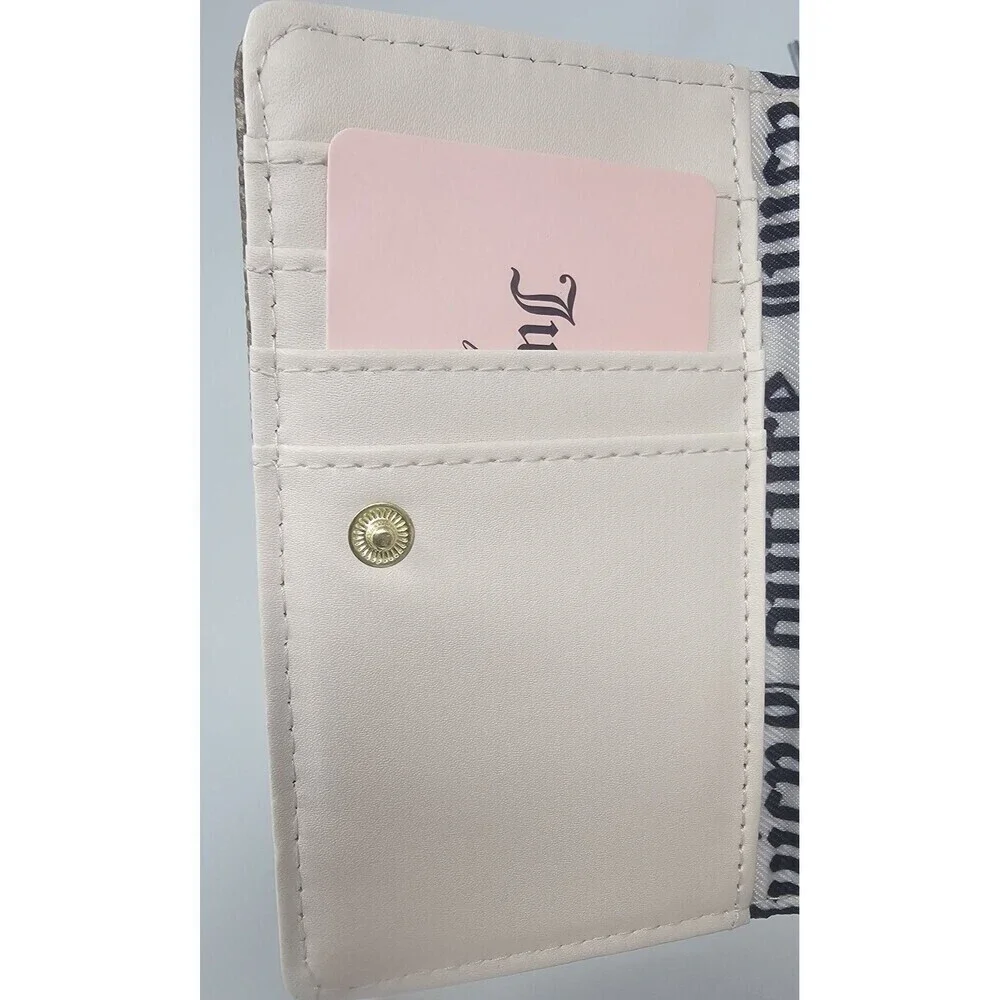 Juicy Couture Chestnut Chino & Pink Credit Card Bifold Wallet Key Ring NWT